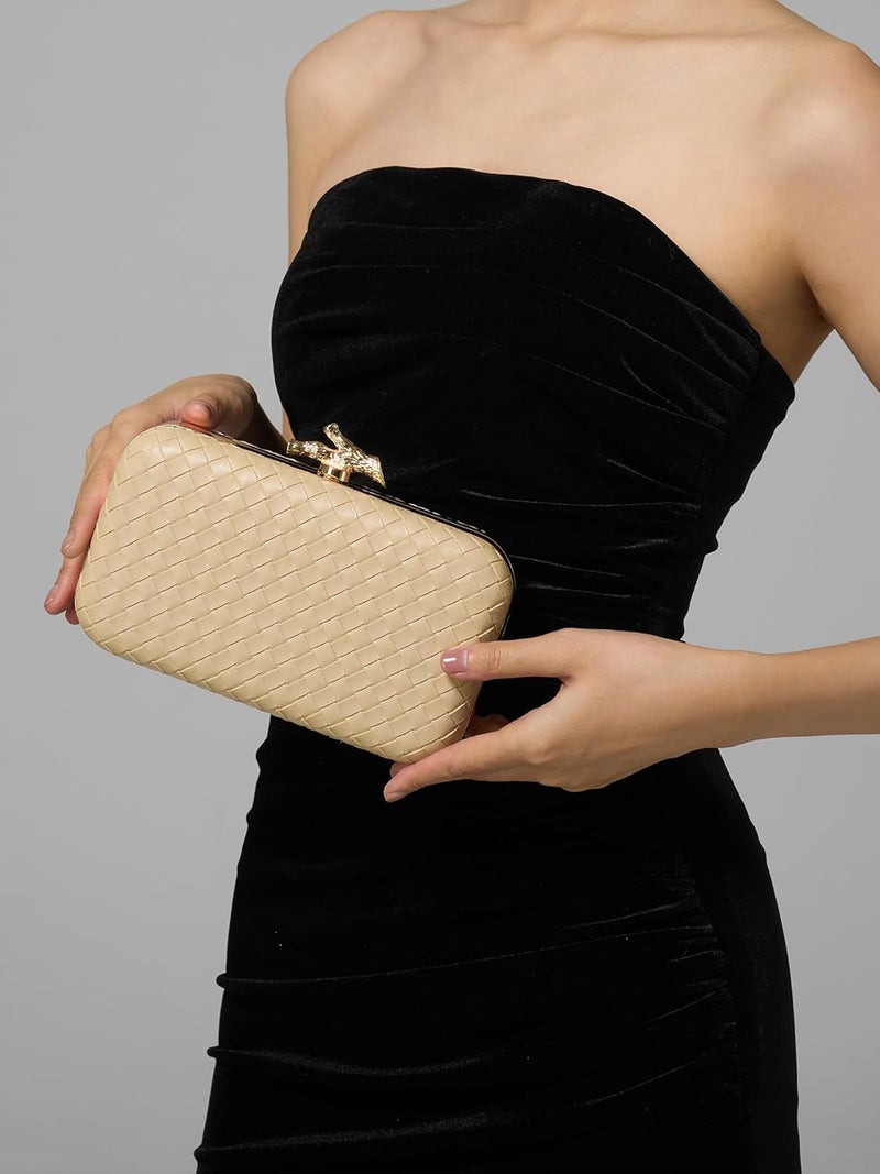 CHUNLI Clutch Purses for Women Evening/Wedding Chic Woven Bag Formal PU Leather Purse Designer Handbags for Women - Image 5
